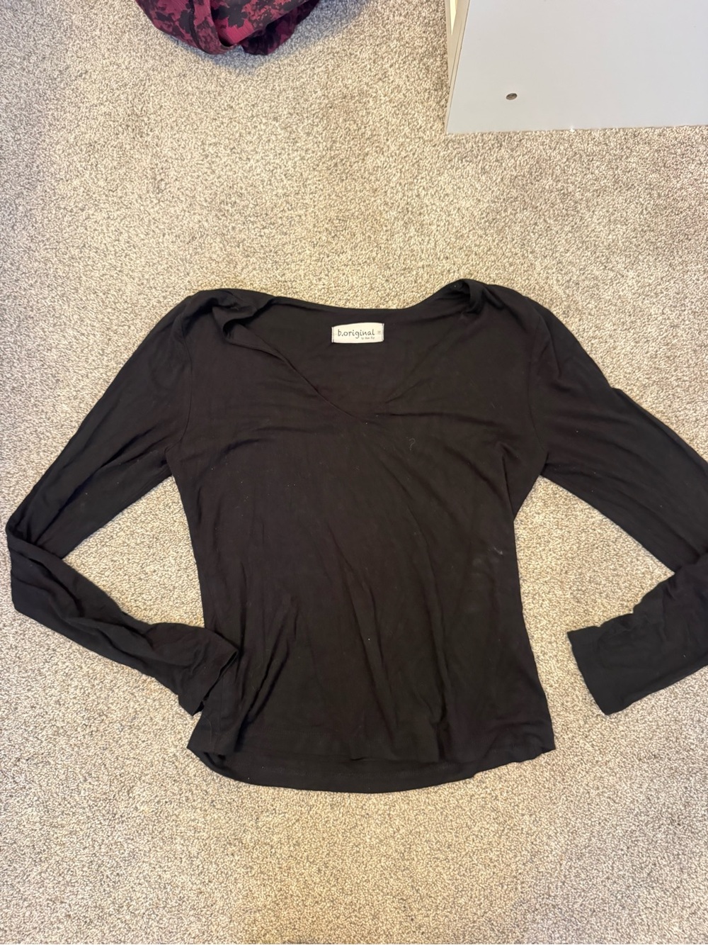 Black Long-Sleeve V-Neck Top